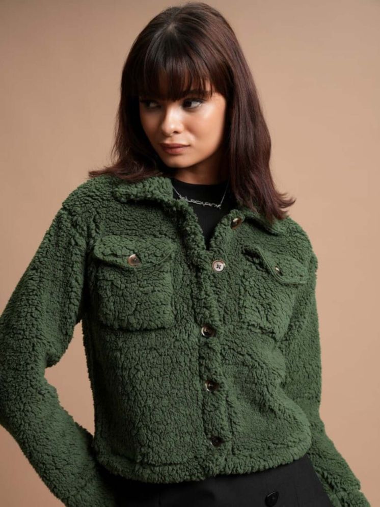     			curvy comfort - Faux Fur Green Short Coats