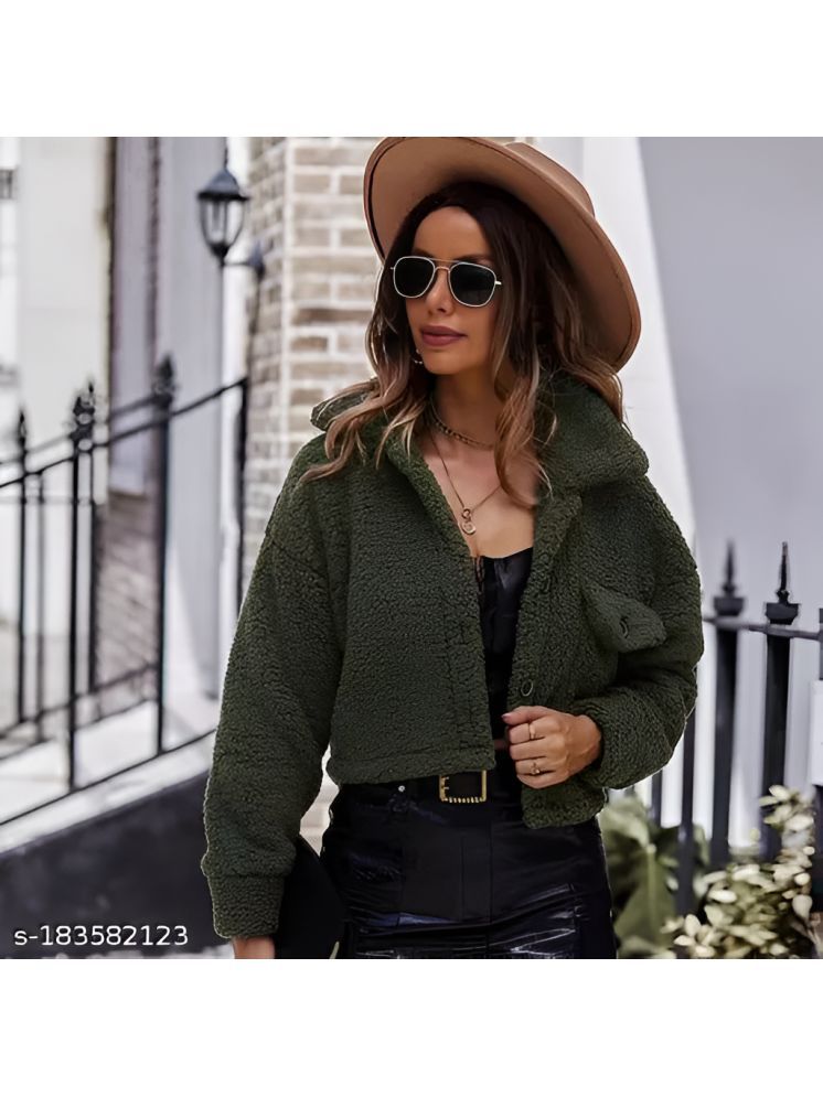     			curvy comfort - Faux Fur Green Short Coats