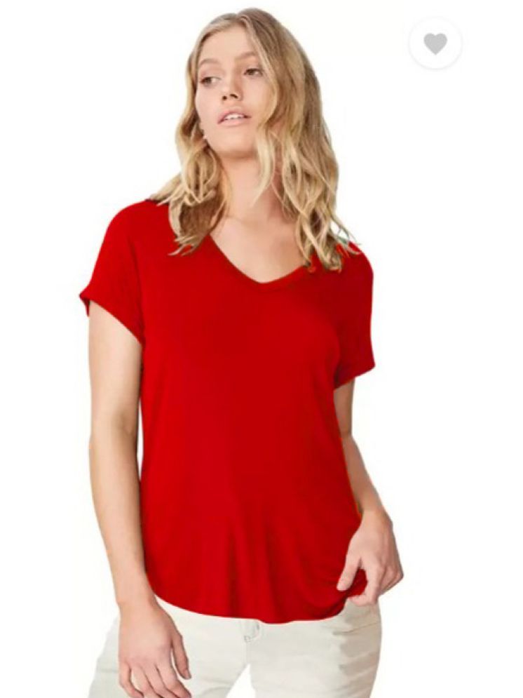     			vivient Red Cotton Blend Loose Fit Women's T-Shirt ( Pack of 1 )