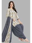 shree jeenmata collection Unstitched Cotton Printed Dress Material - White ( Pack of 1 )