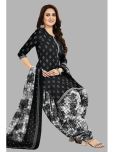 shree jeenmata collection Unstitched Cotton Printed Dress Material - Black ( Pack of 1 )