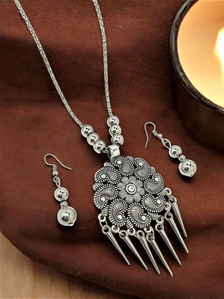     			9blings Silver Alloy Necklace Set ( Pack of 1 )