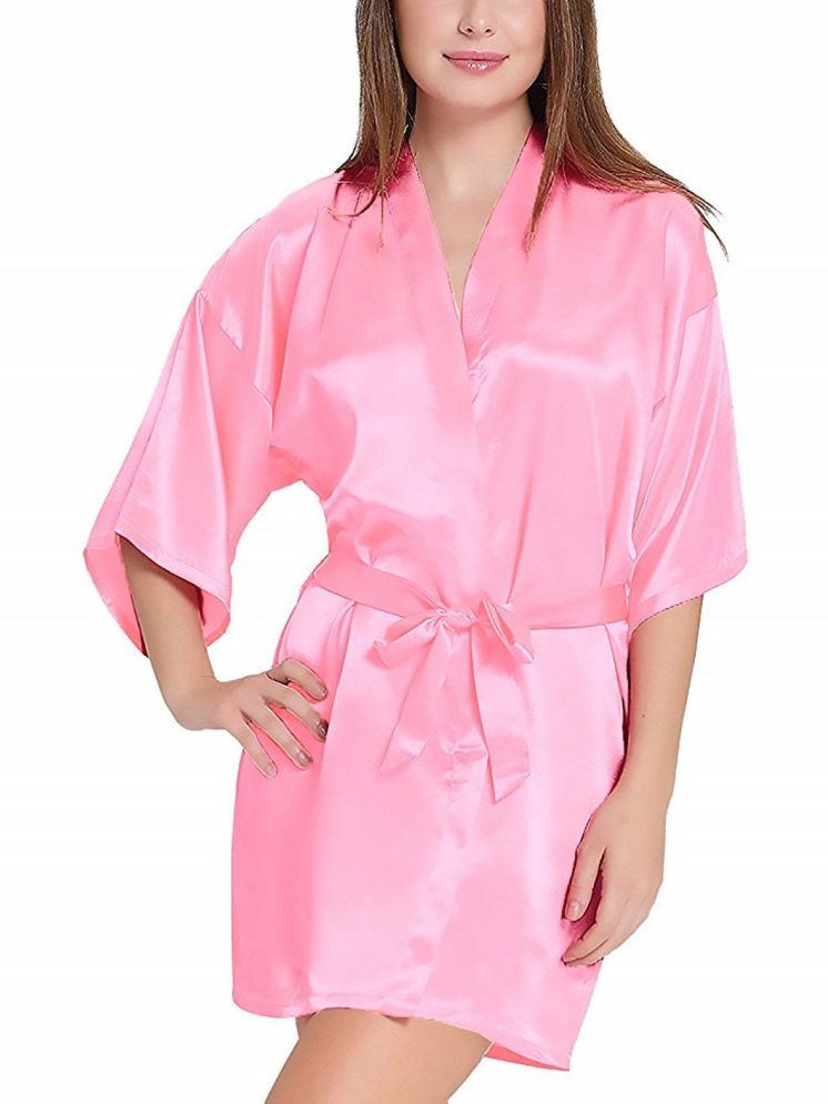     			Celosia Light Pink Satin Women's Nightwear Robes ( Pack of 1 )