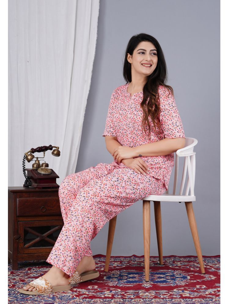     			EXPORTHOUSE Pink Polyester Women's Nightwear Nightsuit Sets ( Pack of 1 )