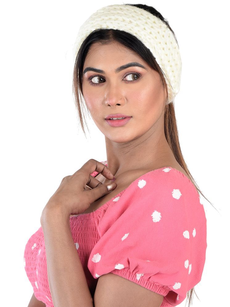     			KC Store Cream Color Woollen Women's Headwrap ( Pack of 1 )