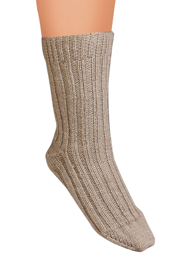     			KC Store Pack of 1 Woollen Unisex Self Design Full Length Socks ( Brown )