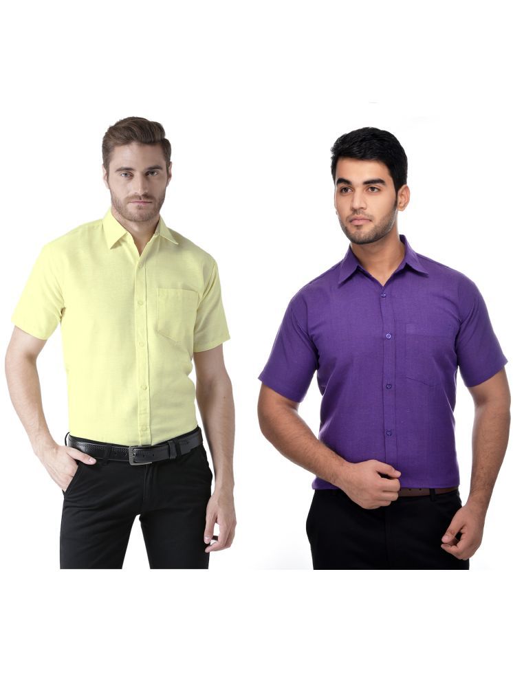     			KLOSET By RIAG Cotton Blend Regular Fit Solids Half Sleeves Men's Casual Shirt - Purple ( Pack of 2 )