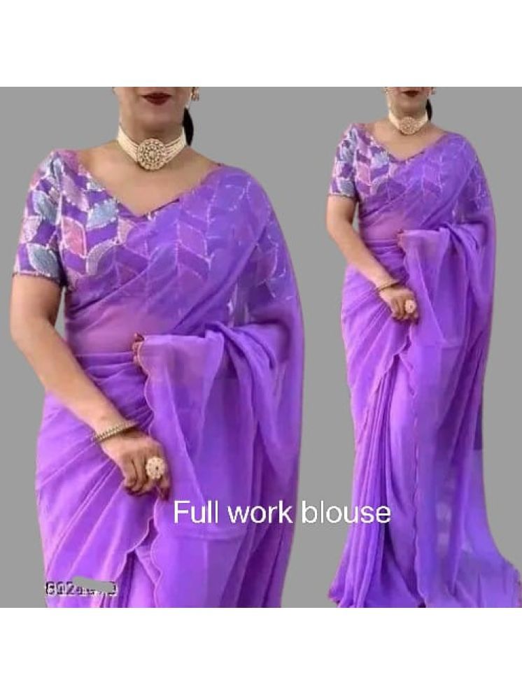     			Kalpana Creation Georgette Solid Saree With Blouse Piece - Multicolor ( Pack of 1 )