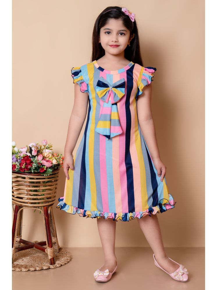     			MAXZEN Multi Cotton Blend Girls A-line Dress ( Pack of 1 )