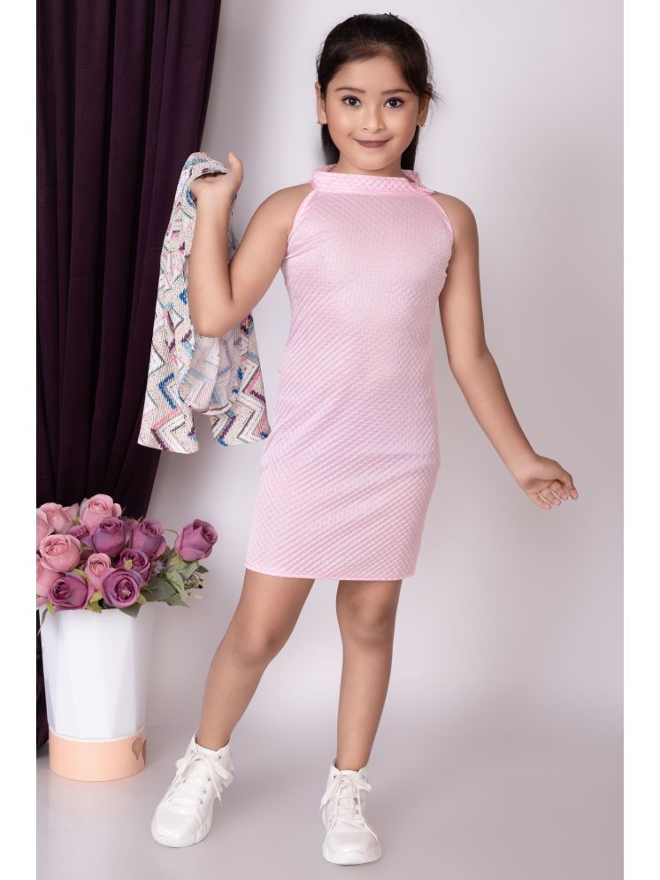     			MAXZEN Pink Cotton Blend Girls A-line Dress ( Pack of 1 )