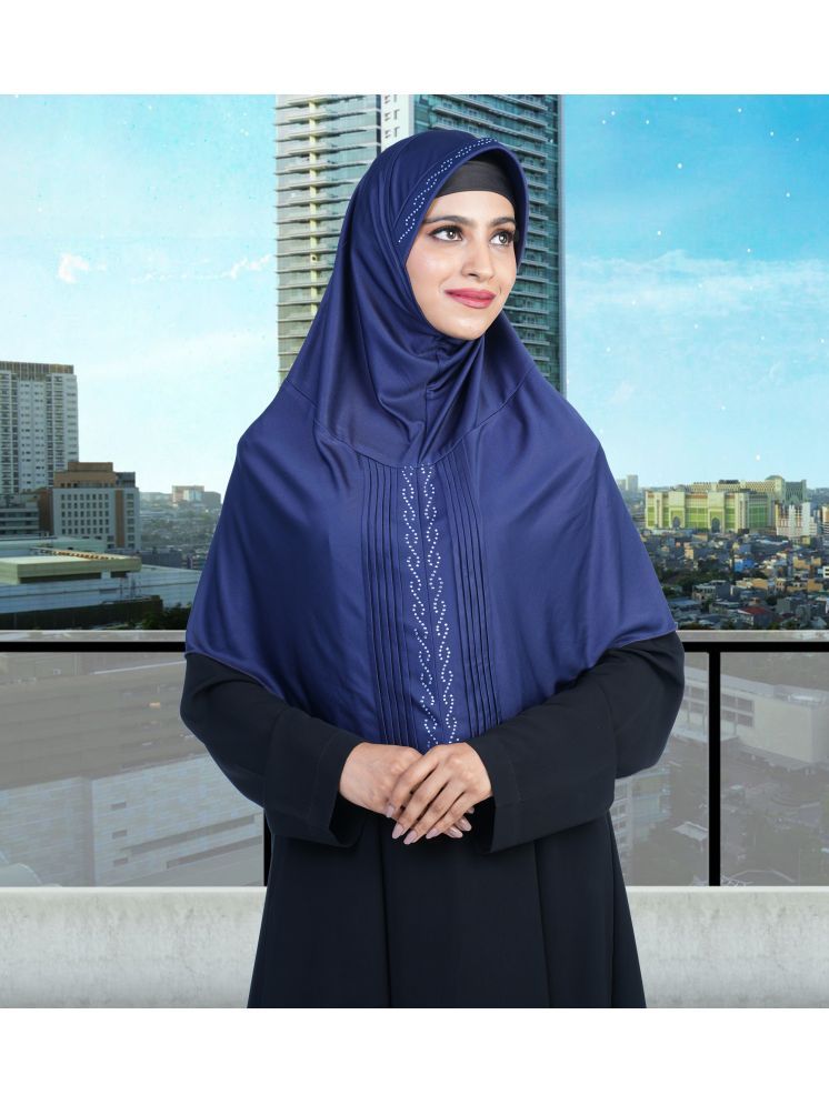     			Mehar Navy Polycotton Stitched Hijab - Single