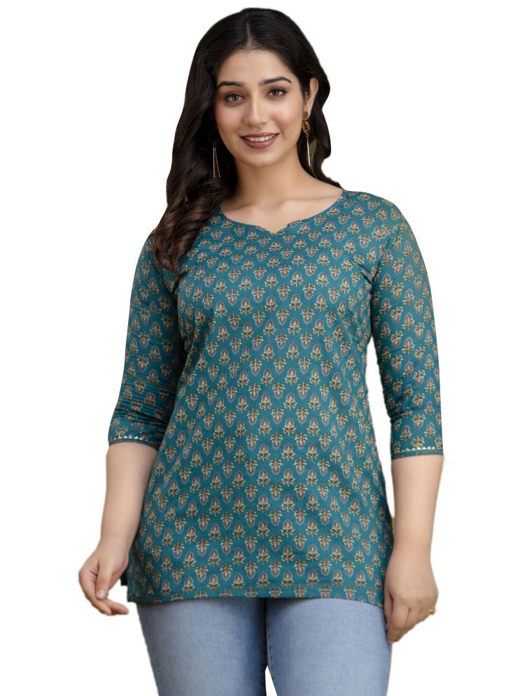     			Nevisha Style Blue Cotton Women's Regular Top ( Pack of 1 )