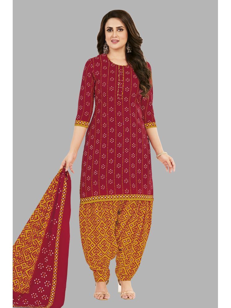     			SIMMU Unstitched Cotton Printed Dress Material - Red ( Pack of 1 )