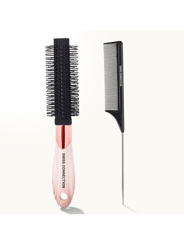     			Swiss Connection Round barrel brush For All Hair Types ( Pack of 2 )