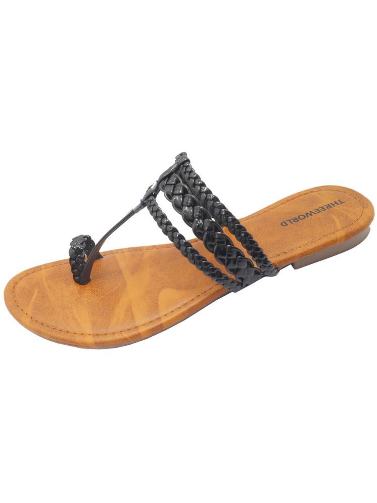     			THREEWORLD Black Women's Flats