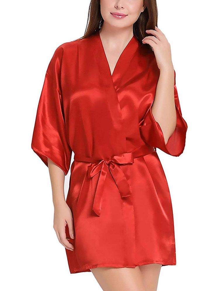     			ZYPRENT Red Satin Women's Nightwear Robes ( Pack of 1 )