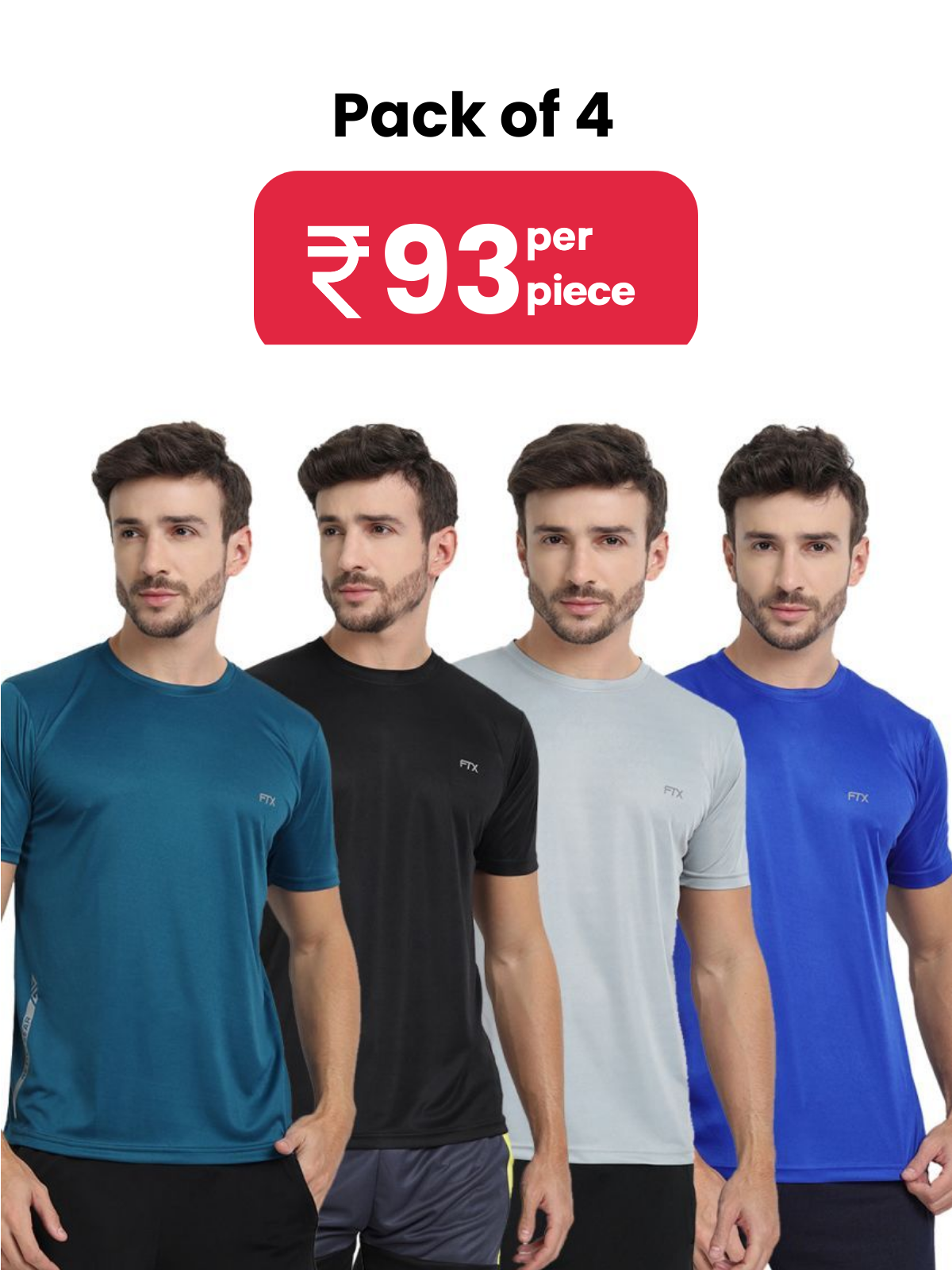     			FTX Pack of 4 Polyester Regular Fit Men's T-Shirt ( Multicolor1 )