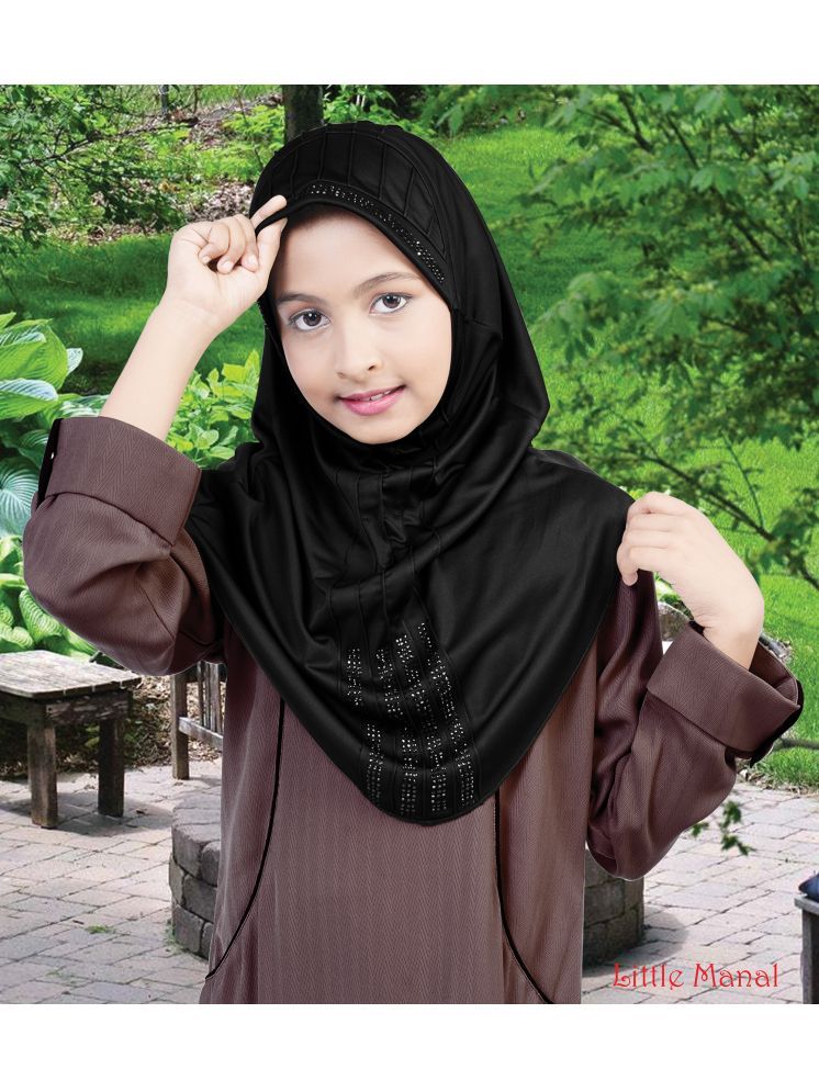     			Mehar Black Polycotton Stitched Hijab - Single