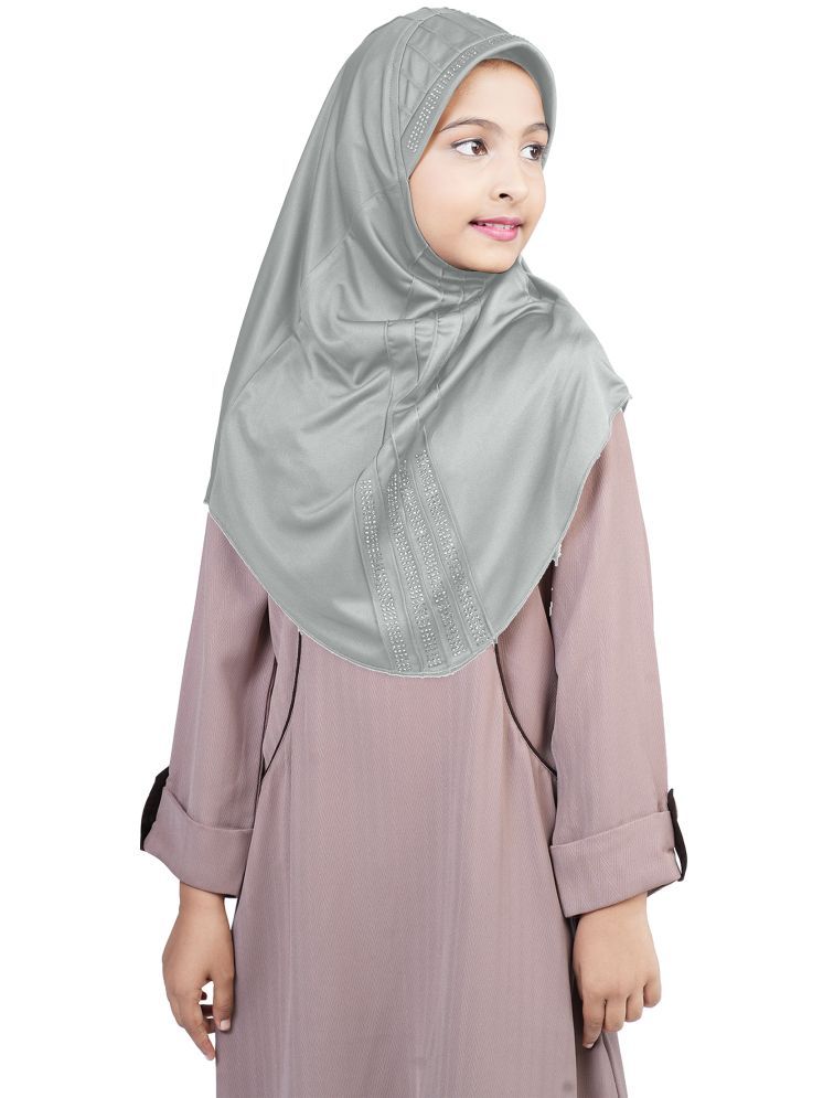     			Mehar Silver Polycotton Stitched Hijab - Single