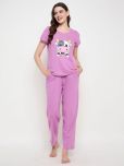 Clovia Purple Cotton Women's Nightwear Nightsuit Sets ( Pack of 1 )