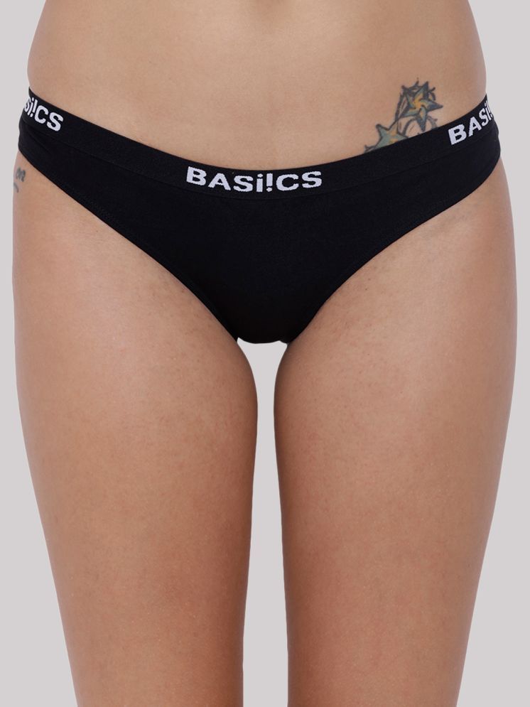     			BASIICS By La Intimo Pack of 1 Cotton Lycra Solid Women's Bikini ( Black )