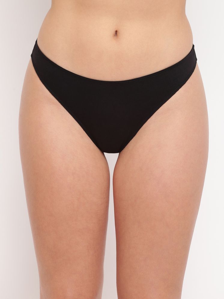     			BASIICS By La Intimo Pack of 1 Cotton Lycra Solid Women's Thongs ( Black )