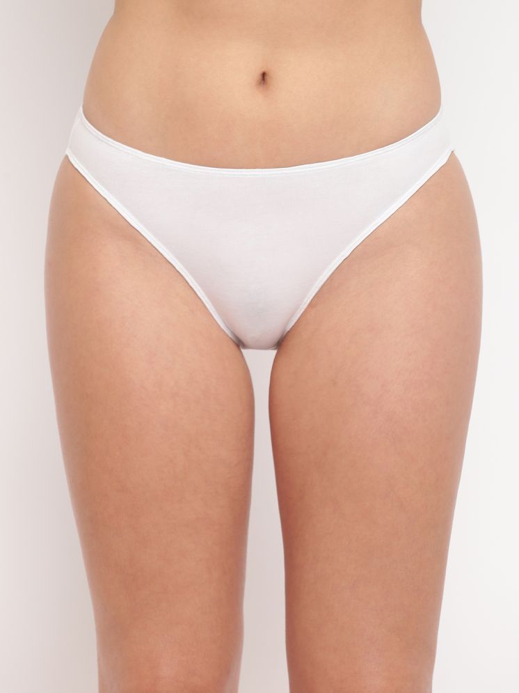     			BASIICS By La Intimo Pack of 1 Cotton Lycra Solid Women's Bikini ( White )