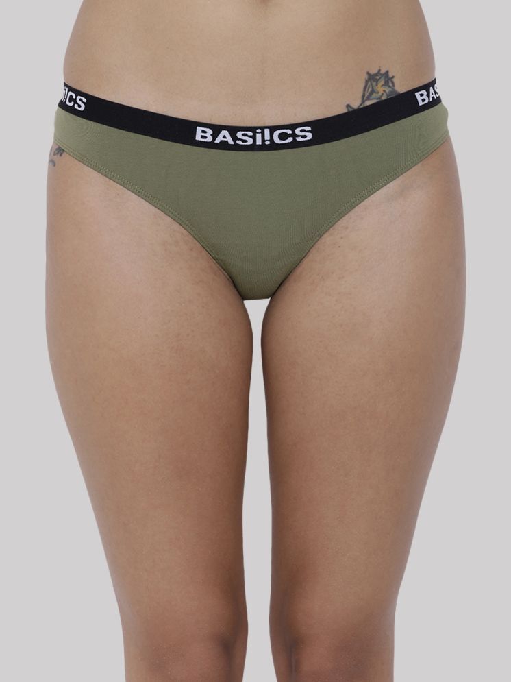     			BASIICS By La Intimo Pack of 1 Cotton Lycra Solid Women's Bikini ( Olive )