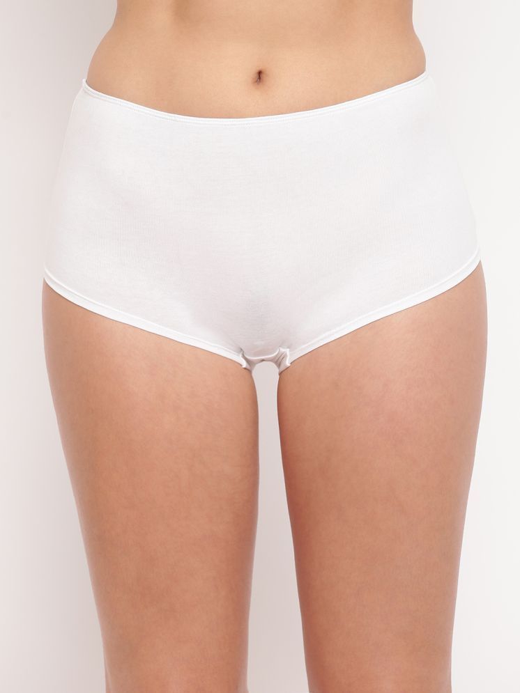     			BASIICS By La Intimo Pack of 1 Cotton Lycra Solid Women's Boy Shorts ( White )