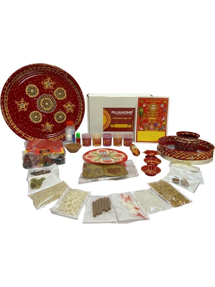     			Karwa Chauth Puja Samagri Kit With Thali/NavShringaar Saman (30+ Items)