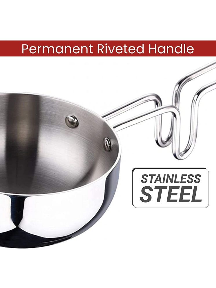     			Mannat Non-Stick Stainless Steel Tadka Pan Heavy Bottom without Lid mm Thickness 9 cm Diameter 0.5 Ltr