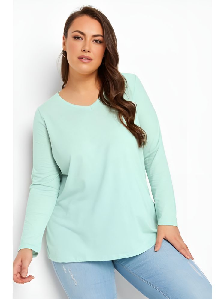     			PPTHEFASHIONHUB Sea Green Cotton Blend Regular Fit Women's T-Shirt ( Pack of 1 )