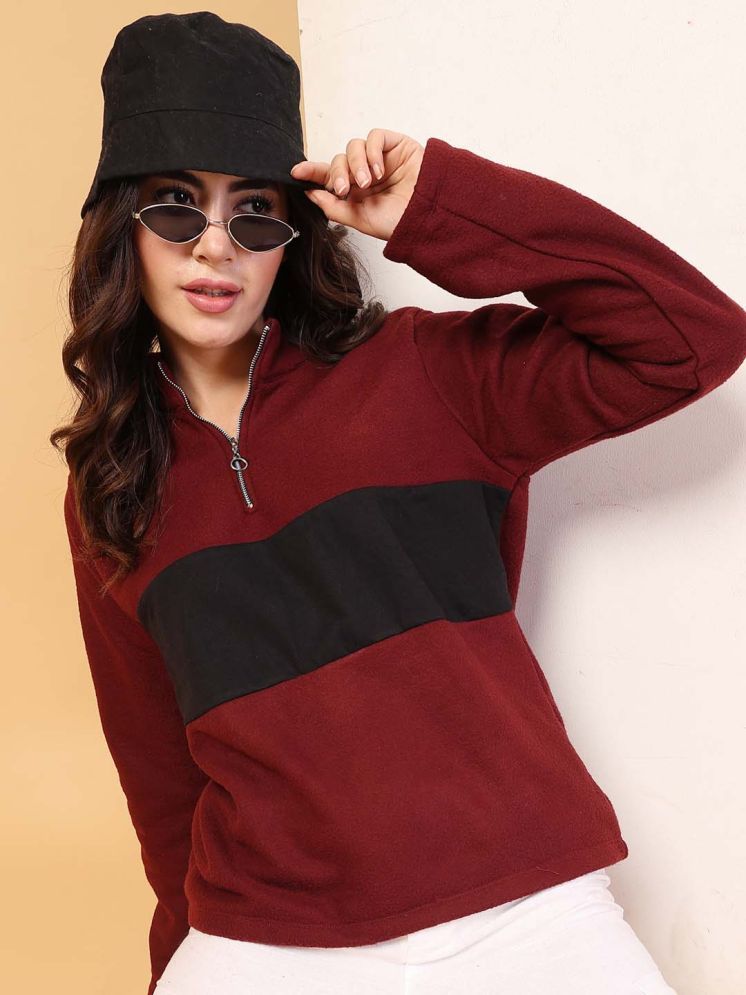     			Rigo Fleece Women's Zippered Sweatshirt ( Maroon )