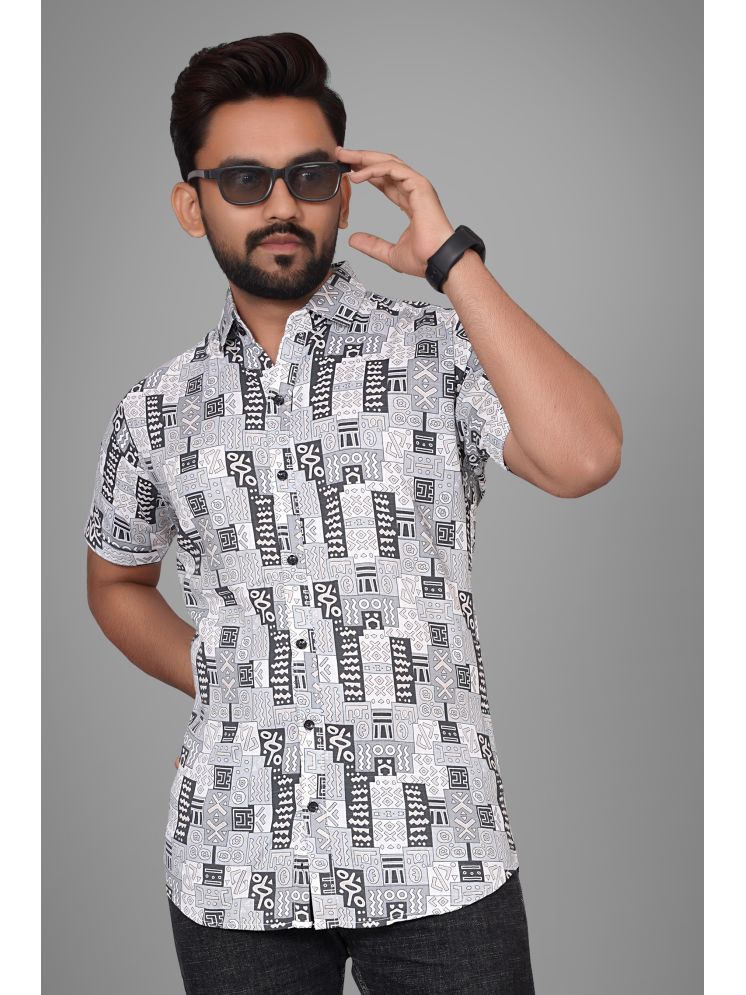     			SUR-T Viscose Regular Fit Printed Half Sleeves Men's Casual Shirt - Grey ( Pack of 1 )