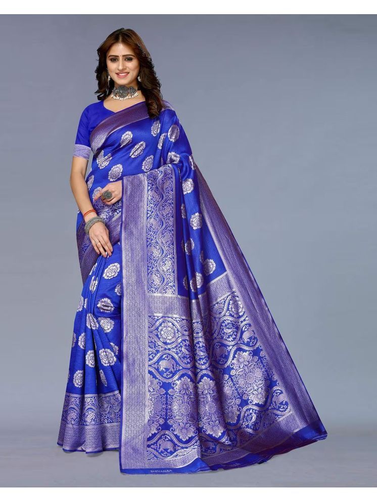     			Saadhvi Silk Embellished Saree With Blouse Piece - Blue ( Pack of 1 )