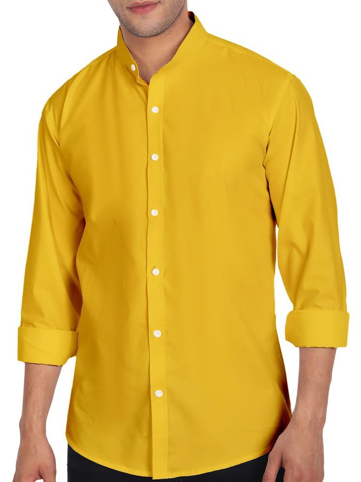     			Vida Loca Cotton Blend Slim Fit Solids Full Sleeves Men's Casual Shirt - Mustard ( Pack of 1 )