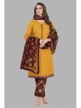 shree jeenmata collection Cotton Printed Kurti With Pants Women's Stitched Salwar Suit - Yellow ( Pack of 1 )