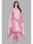 shree jeenmata collection Cotton Printed Kurti With Pants Women's Stitched Salwar Suit - Pink ( Pack of 1 )