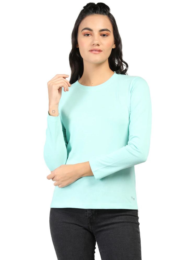     			PPTHEFASHIONHUB Sea Green Cotton Blend Regular Fit Women's T-Shirt ( Pack of 1 )