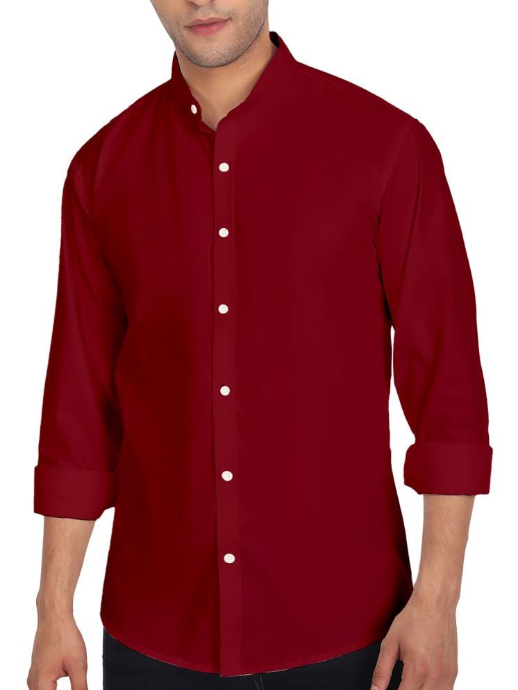     			UNI VIBE Cotton Blend Slim Fit Solids Full Sleeves Men's Casual Shirt - Maroon ( Pack of 1 )