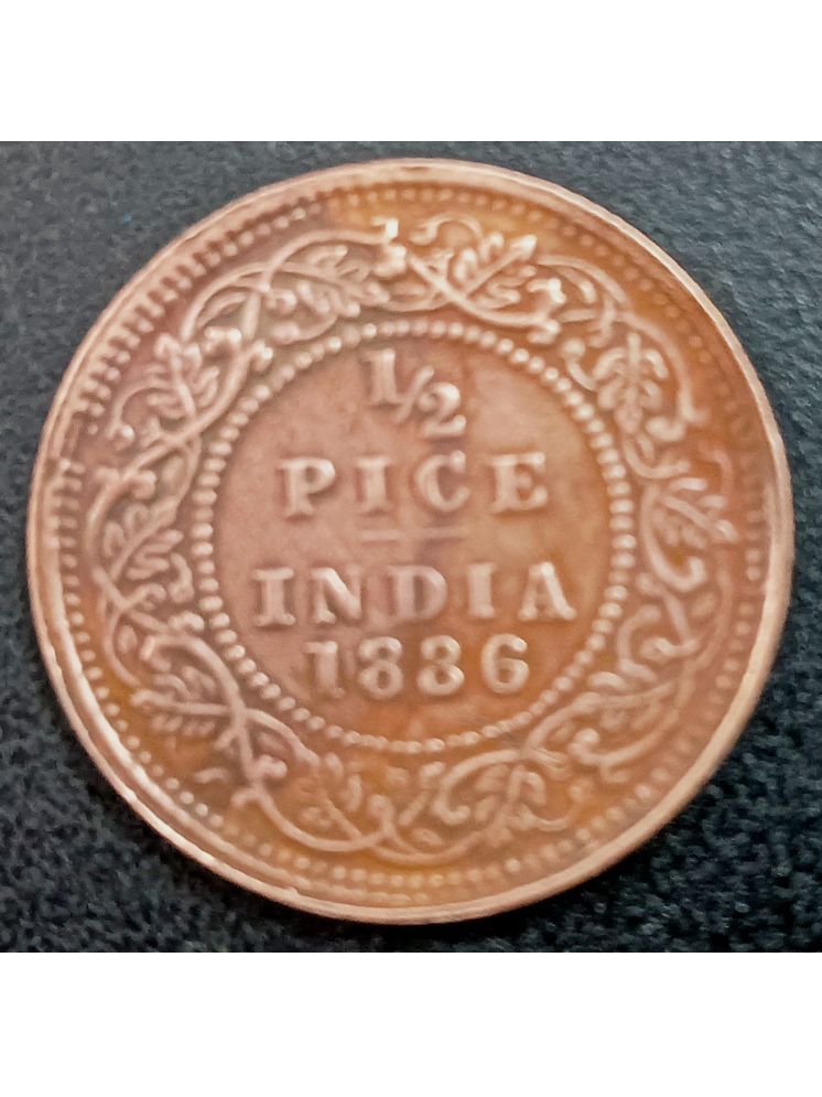     			BRITISH INDIA 1886 VICTORIA EMPRESS 1/2 PICE COPPER COIN