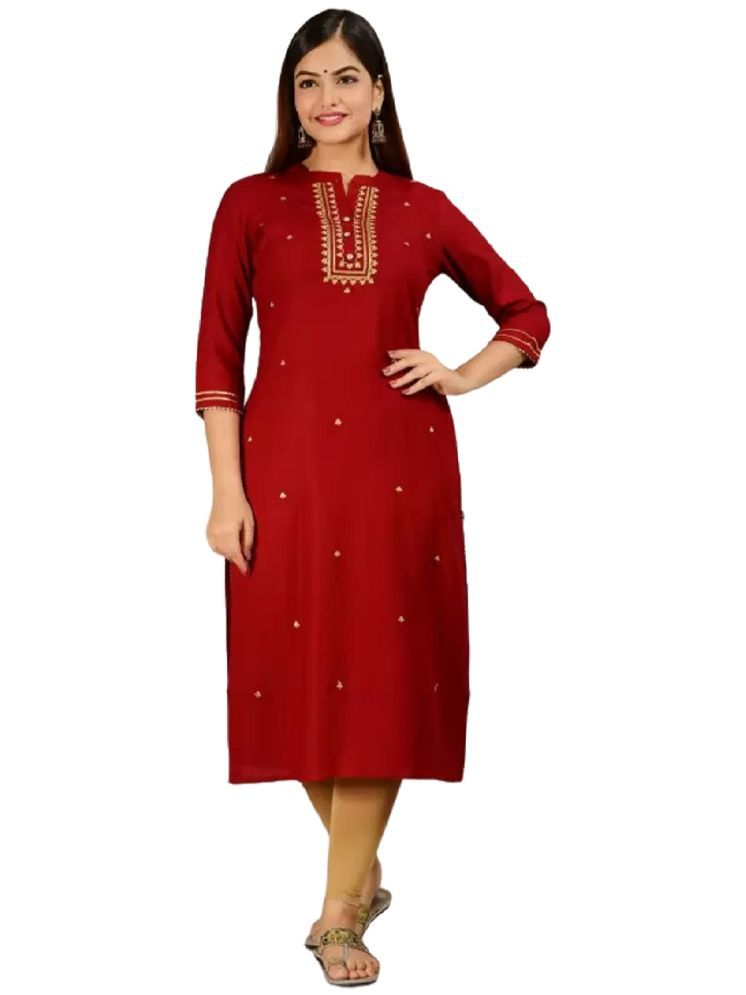     			CHICITY Rayon Embellished Straight Women's Kurti - Red ( Pack of 1 )