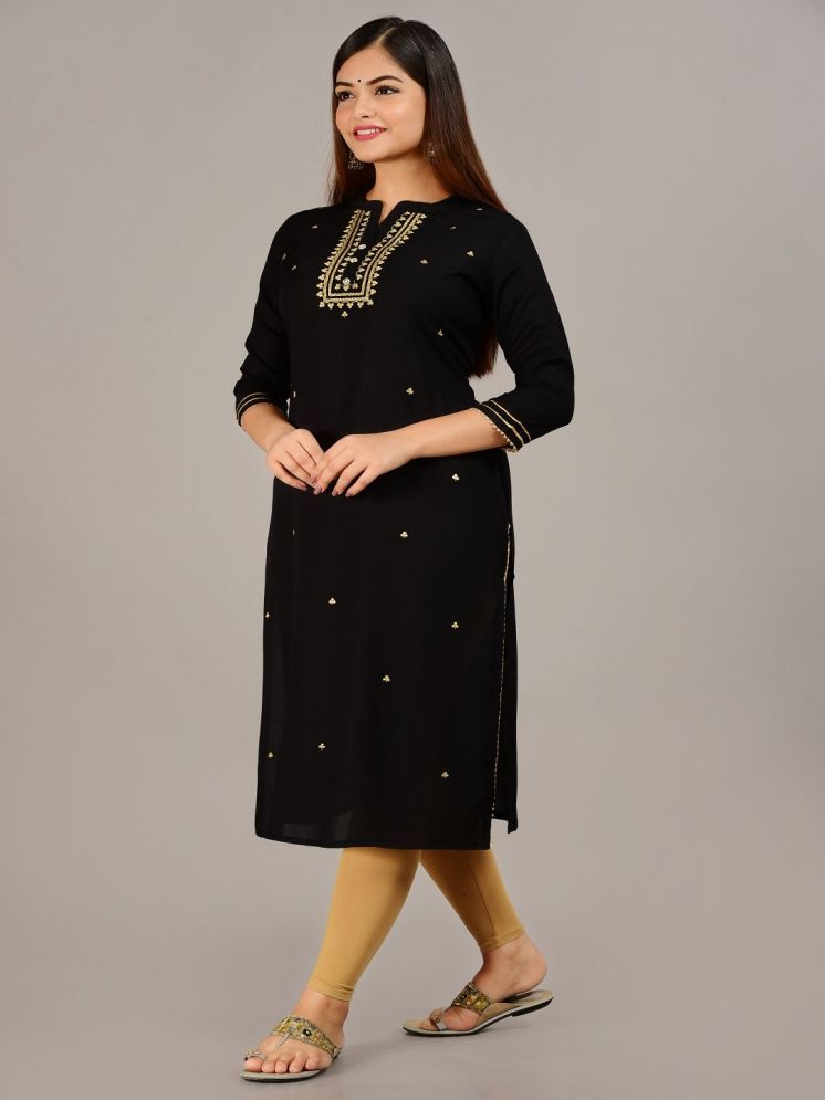     			CHICITY Rayon Embellished Straight Women's Kurti - Black ( Pack of 1 )