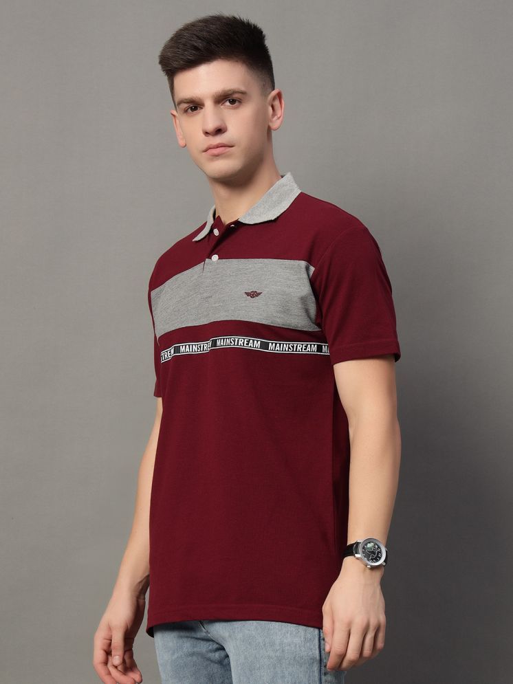     			GET GOLF Pack of 1 Cotton Blend Regular Fit Colorblock Half Sleeves Men's Polo T Shirt ( Maroon )