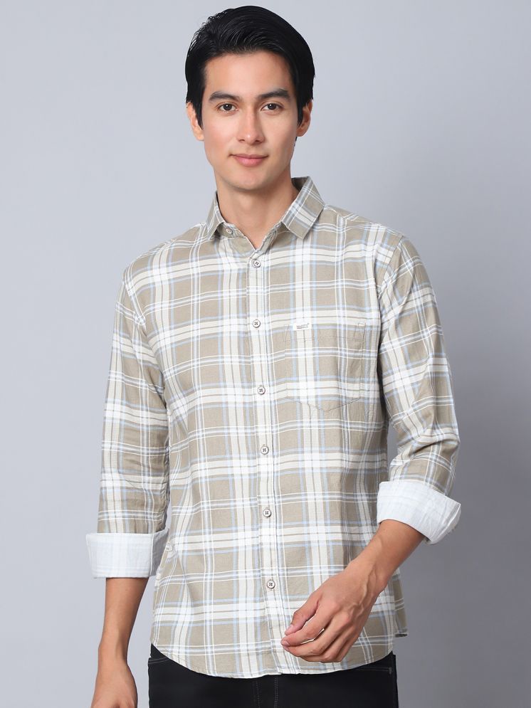     			MAJESTIC MAN Cotton Blend Slim Fit Checks Full Sleeves Men's Casual Shirt - Beige ( Pack of 1 )