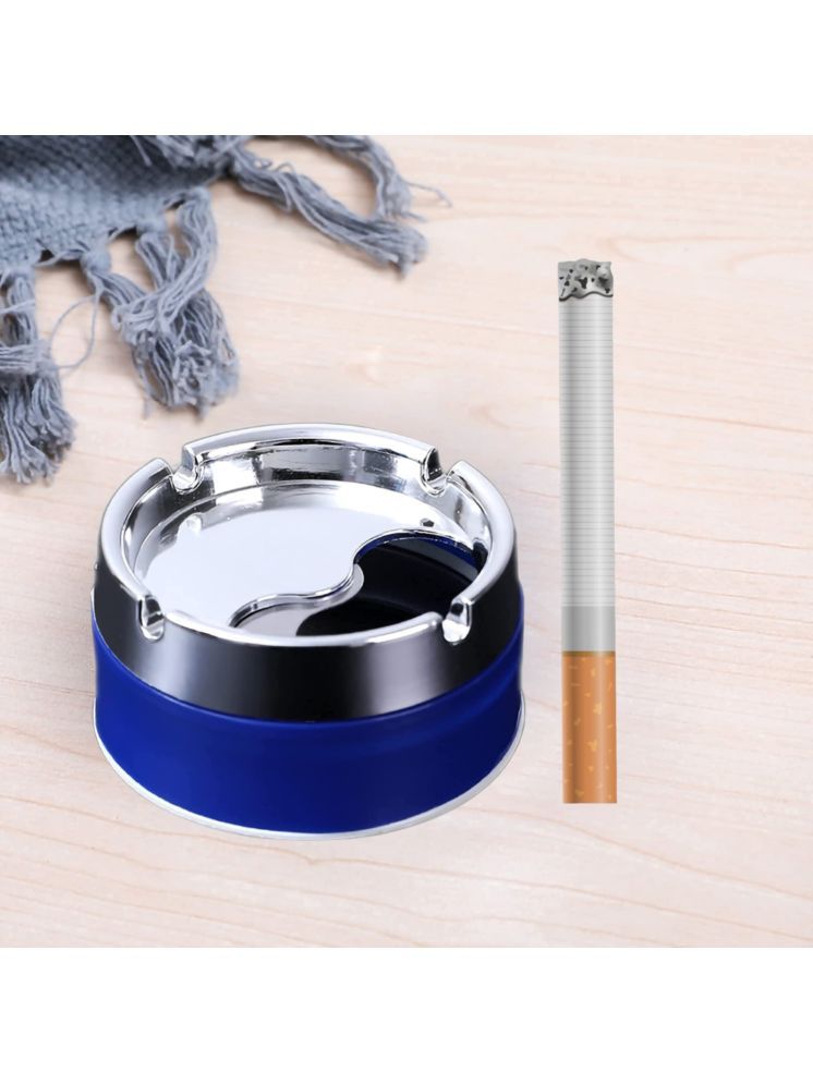     			Mannat Ashtray chrome Finish Stainless Steel Windproof Ashtray with Rotating Lid Head For Cigarette,Cigar for Home,Office and car(multi,Color Send As per Availability)