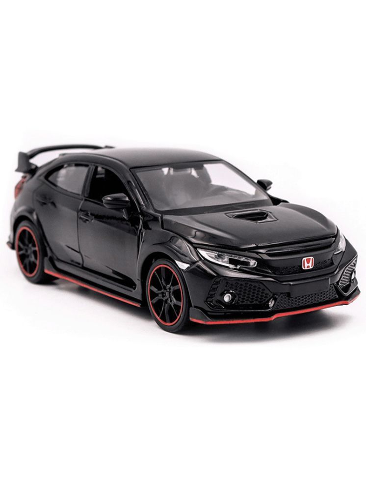     			PANSHUB 1:32 Black Honda Civic Exclusive Alloy Metal Car, Die-Cast Pull Back Toy Car with Openable Doors, Lights & Music for Kids