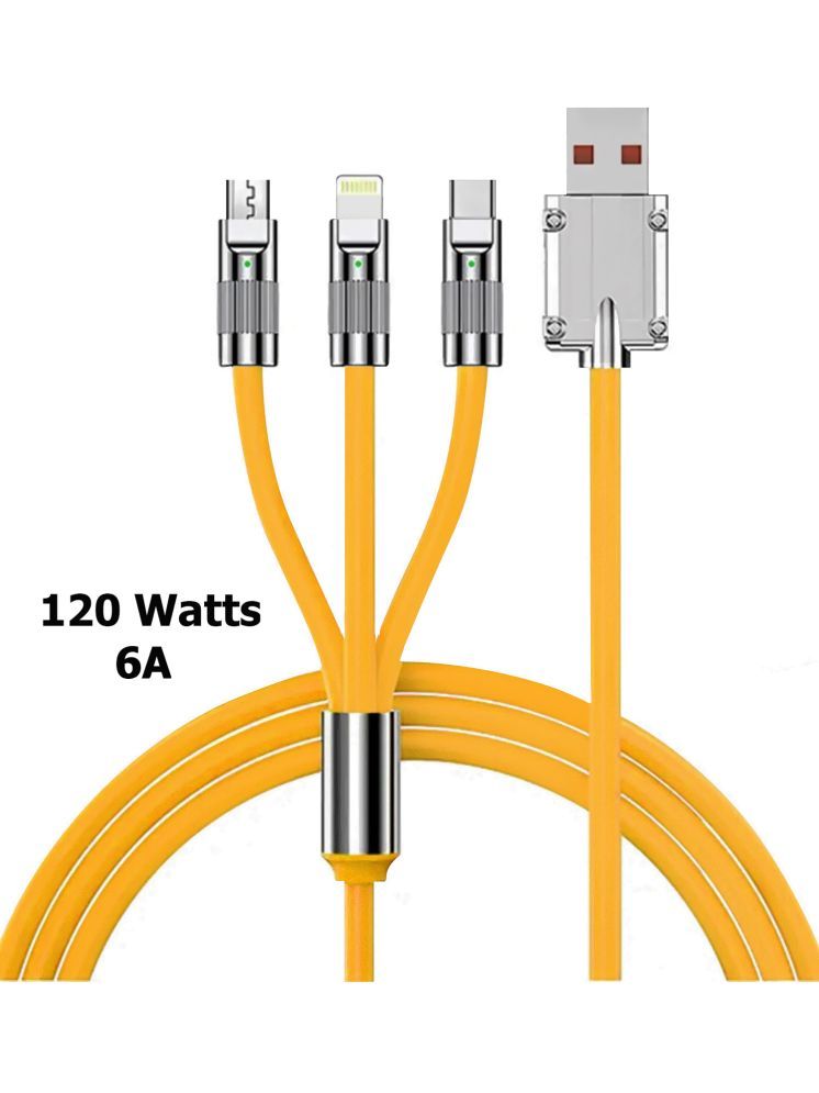     			Retailstore 1m Data Cables 3-in-1 Tagle Free Super Fast Charging Cable - Yellow