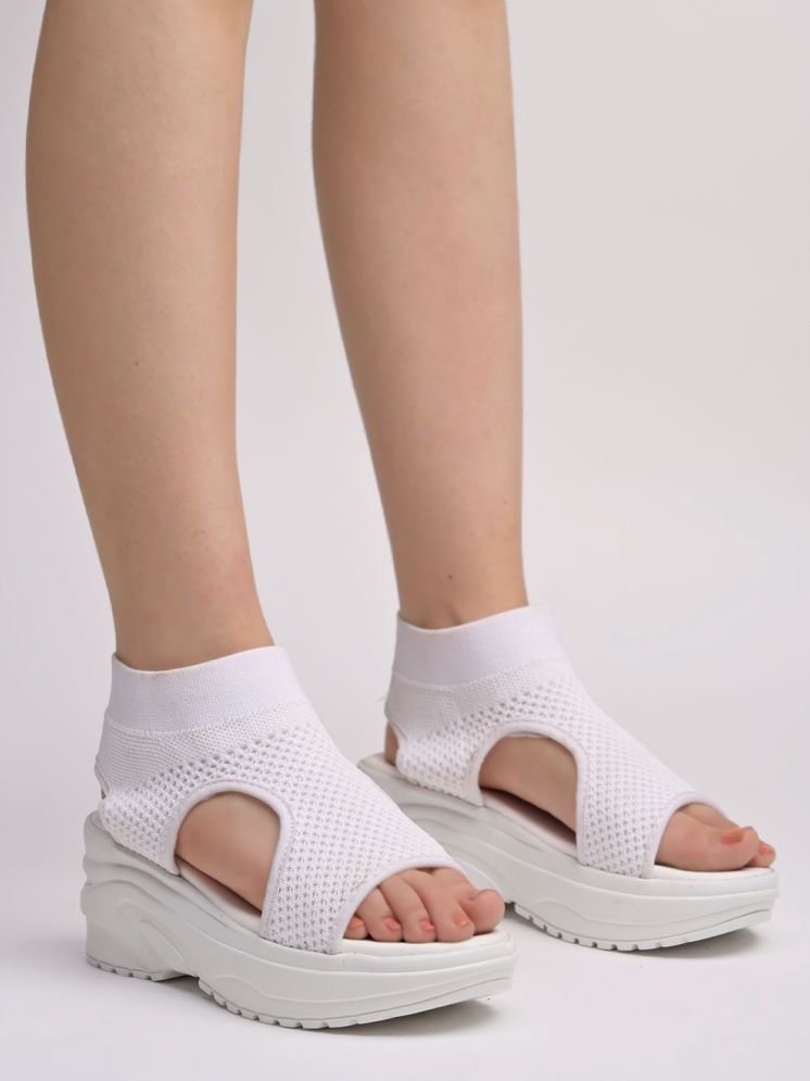     			Shoetopia Fashion & Comfortable Casual White Sandals For Girls