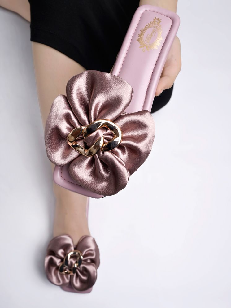     			Shoetopia Stylish Oversized Bow Detailed Mauve Flats For Girls